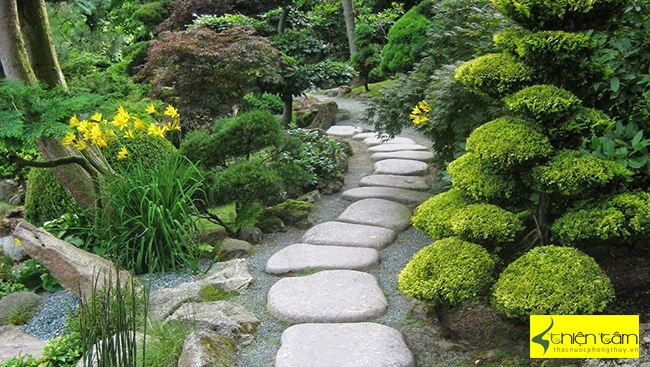 Đường đá tả bộ trong vườn thiền Nhật Bản